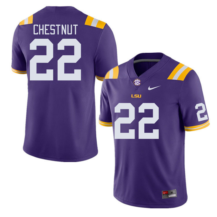 Men #22 Duce Chestnut LSU Tigers College Football Jerseys Stitched-Purple
